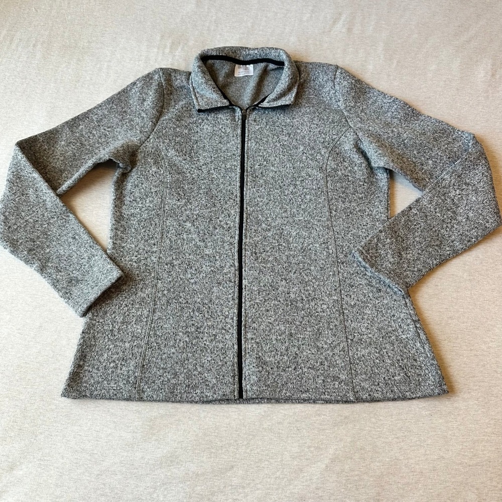 Danskin Now Girls XL 16-18 Heather‎ Grey Full Zip Sweater Jacket Thumbholes Mock